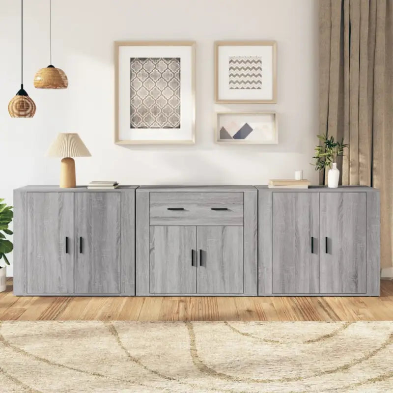 Klassieke Dressoirs en Buffetkasten van Bewekt Hout voor een Tijdloze Look - Grijs sonoma / 3 - Dressoirs & buffetkasten