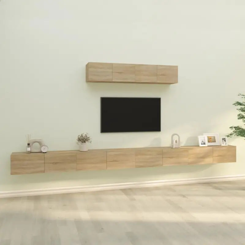 Klassieke televisiekast met bewerkt hout voor een stijlvol interieur - Sonoma eiken / 6 / 100 cm - Tv-meubels