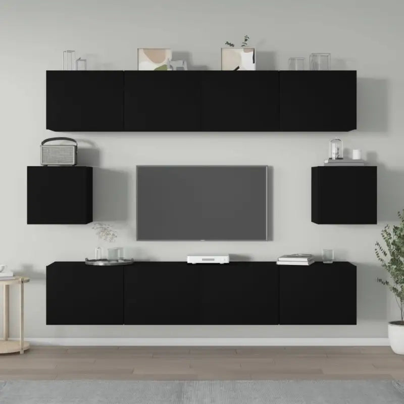 Klassieke Tv-meubels met bewerkt hout en hoogwaardig design - Zwart / 6 / 80 cm - Tv-meubels