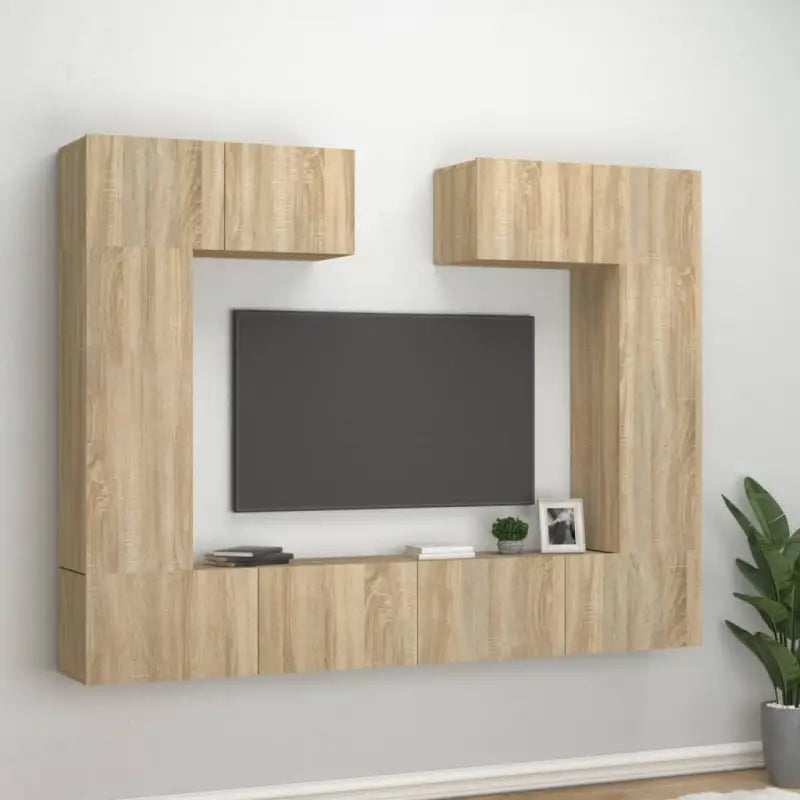 Klassieke Tv-meubels met bewerkt hout voor een stijlvolle kamer uitstraling - Sonoma eiken / 6 / 100 cm - Tv-meubels