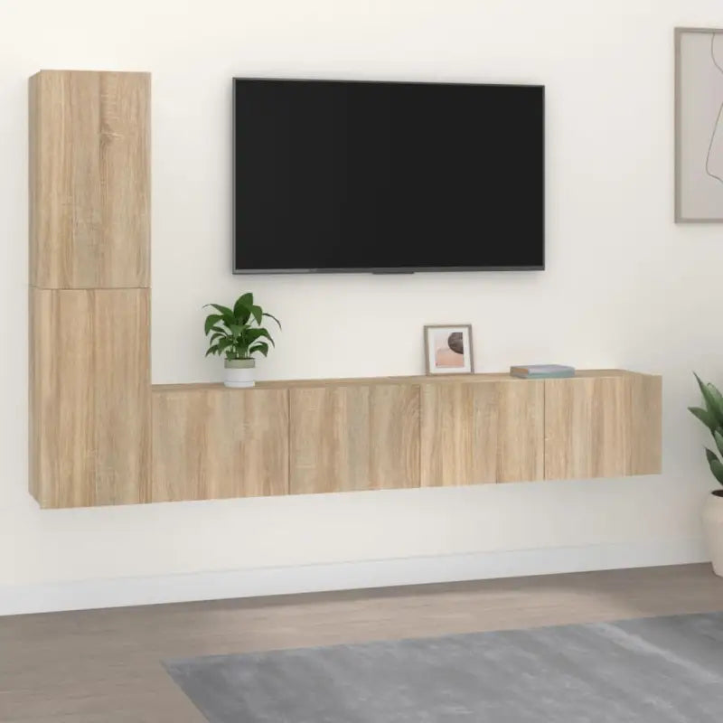 Klassieke Tv-meubels met bewerkt hout voor een stijlvolle kamer - Sonoma eiken / 4 / 80 cm - Tv-meubels
