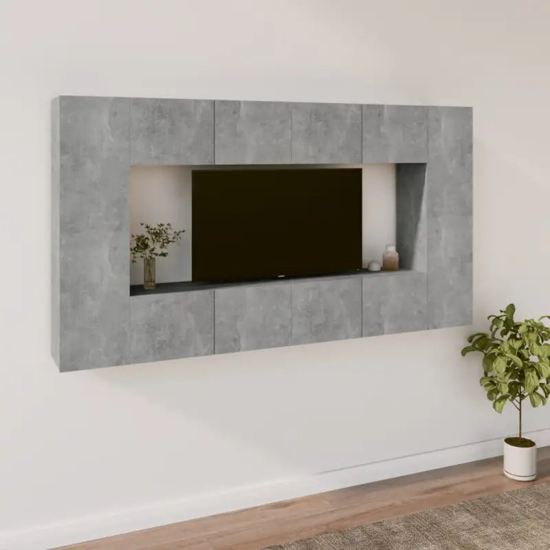 Klassieke Tv-meubels met bewerkt hout voor een stijlvolle woonkamer - Betongrijs / 8 / 80 cm - Tv-meubels