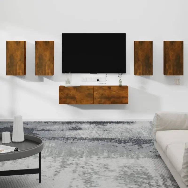 Klassieke TV-meubels van bewerkt hout met trendy en praktische design - Gerookt eiken / 6 / 60 cm - Tv-meubels