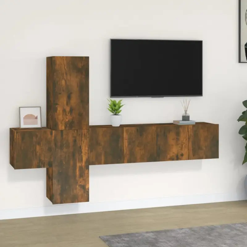 Klassieke tv-meubels van bewerkt hout voor een stijlvolle kamer centerpiece - Gerookt eiken / 5 / 60 cm - Tv-meubels