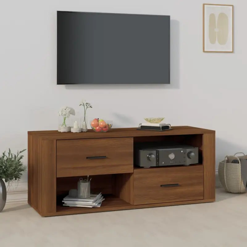 Klassieke tv-meubels van bewerkt hout voor een stijlvolle woonkamer - bruin eikenkleur / 1 - Tv-meubels