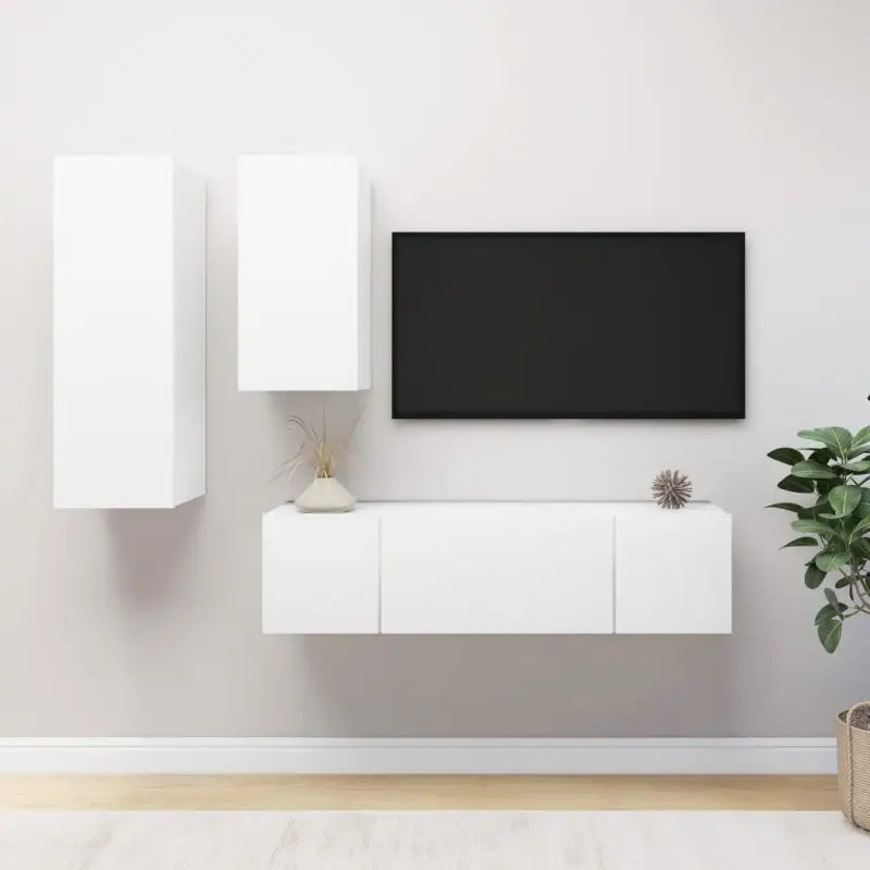 Klassieke TV-meubels van bewerkt hout voor een trendy en stabiel interieur - Wit / 4 / 60 cm - Tv-meubels