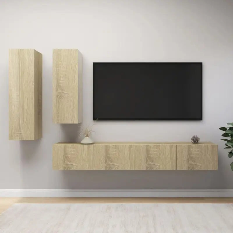 Klassieke TV-meubels van bewerkt hout voor een trendy en stabiel interieur - Sonoma eiken / 4 / 100 cm - Tv-meubels