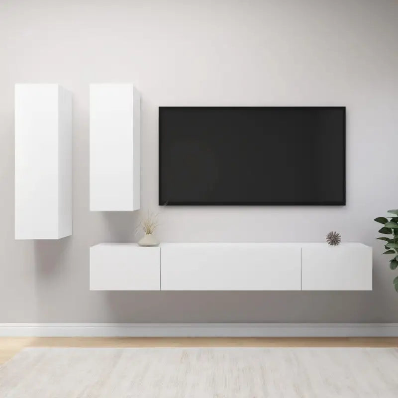 Klassieke TV-meubels van bewerkt hout voor een trendy en stabiel interieur - Wit / 4 / 100 cm - Tv-meubels