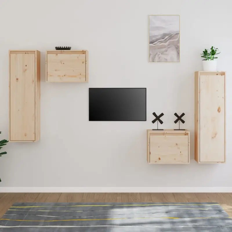 Klassieke Tv-meubels van massief Grenenhout voor een trendy en duurzaam interieur - Naturel / 4 - Tv-meubels