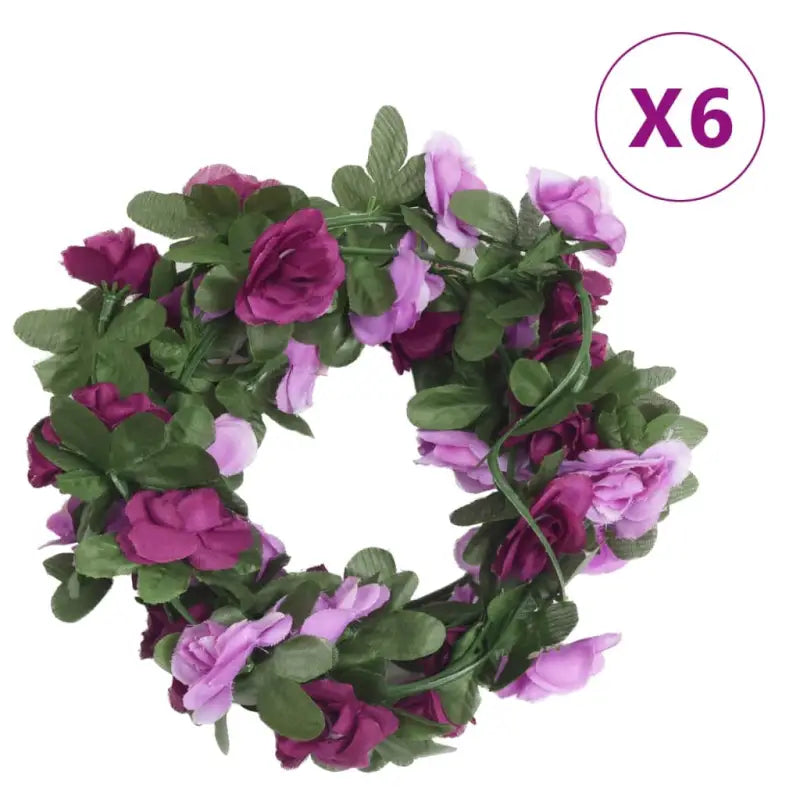 Kransen en Slingers met Bloemen voor een Romantische Kerstsfeer - Paars - Kransen en slingers