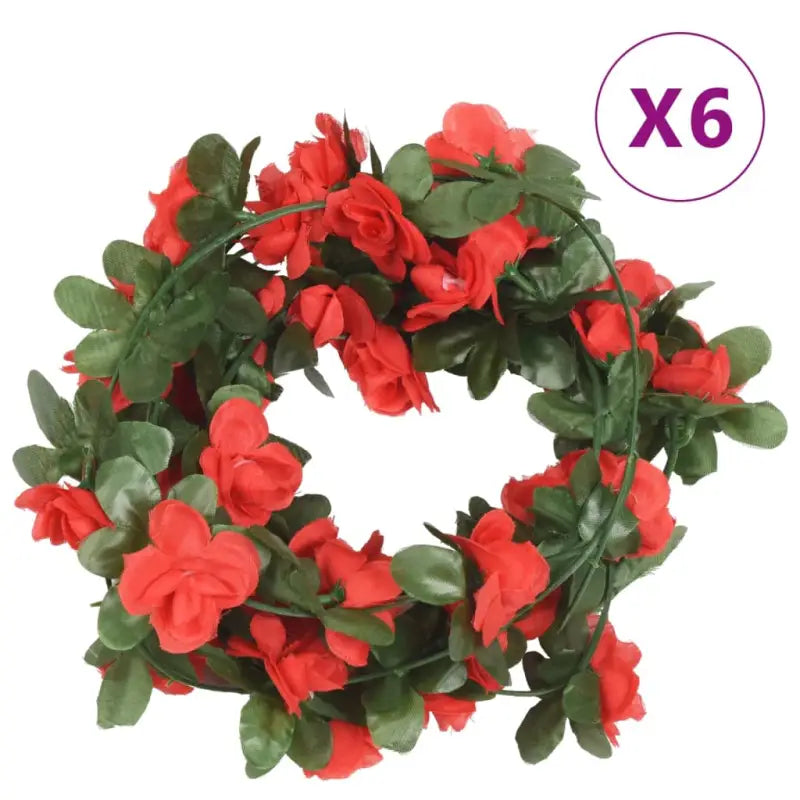 Kransen en Slingers met Bloemen voor een Romantische Kerstsfeer - Rood - Kransen en slingers