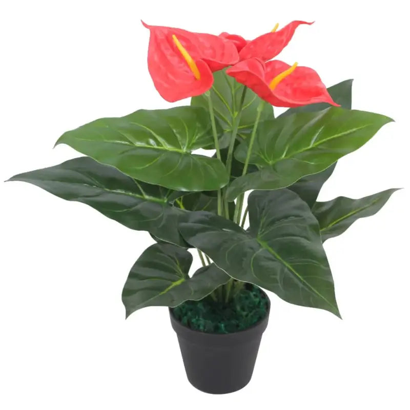 Kunst Calla Lelie voor een Groene Touch in Huis of Kantoor - Rood / 1 / Anthurium/45 cm - Kunstplanten