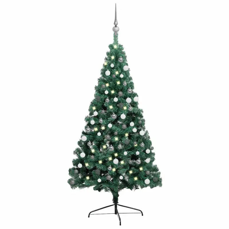 Kunstkerstboom Half met Levensechte Vormen en Uitstraling - Groen en rood / 150 x 95 cm / 1 - Kerstbomen