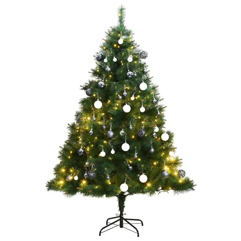 Kunstkerstboom met PVC uiteinden voor een levensechte kerstsfeer - 120 cm / 1 / met LED’s en witte ballen - Kerstbomen