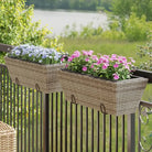 Kunststof pot met poly rattan uitstraling voor bloemen en planten - Grijs / 64 x 22 x 18 cm / 1 - Bloempotten &
