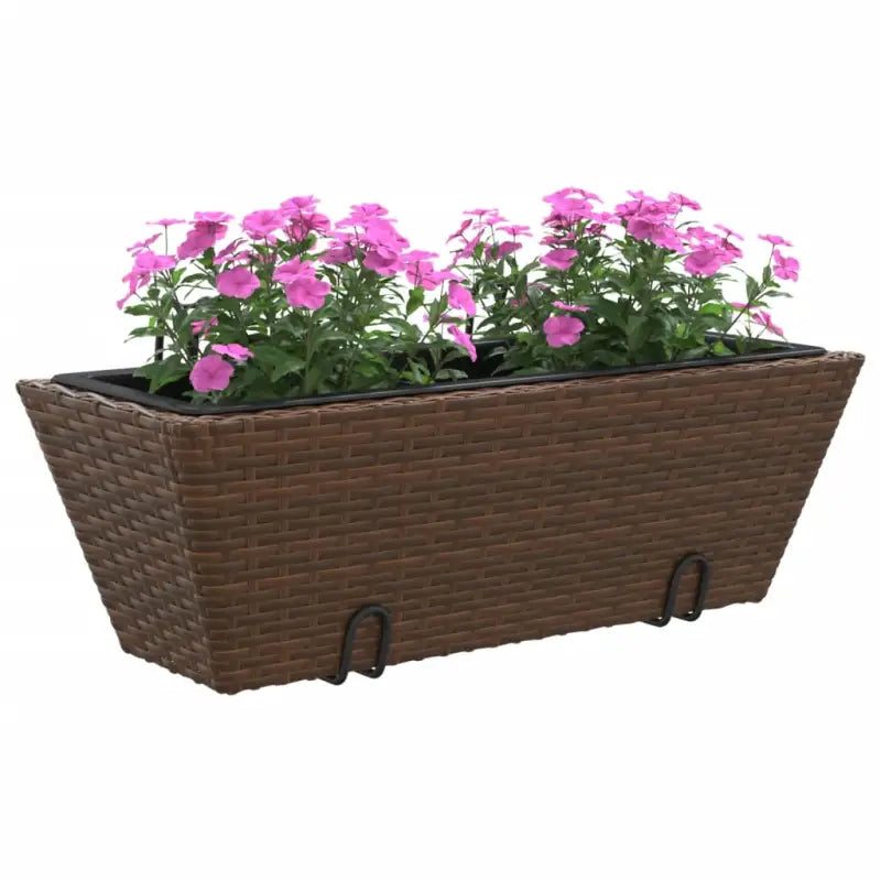 Kunststof pot met poly rattan uitstraling voor bloemen en planten - Bloempotten & plantenbakken