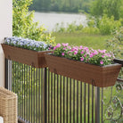 Kunststof pot met poly rattan uitstraling voor bloemen en planten - Bruin / 84 x 22 x 18 cm / 1 - Bloempotten &