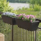 Kunststof pot met poly rattan uitstraling voor bloemen en planten - Zwart / 64 x 22 x 18 cm / 1 - Bloempotten &