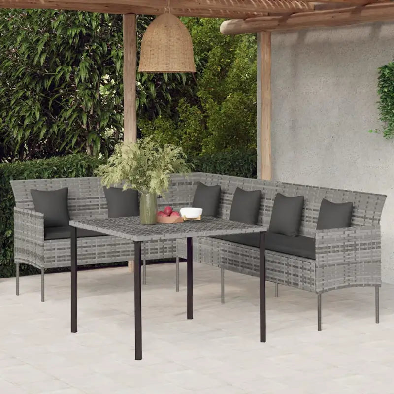 L-vormige bank tuinset met poly rattan en gepoedercoat staal - Tuinsets