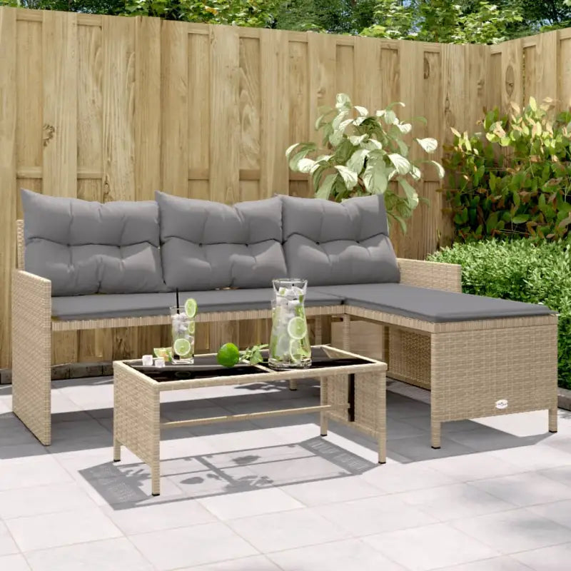 L-vormige tuinbank van poly rattan voor comfortabele zitervaring - Gemengd beige / 1 / Glas - Loungebanken