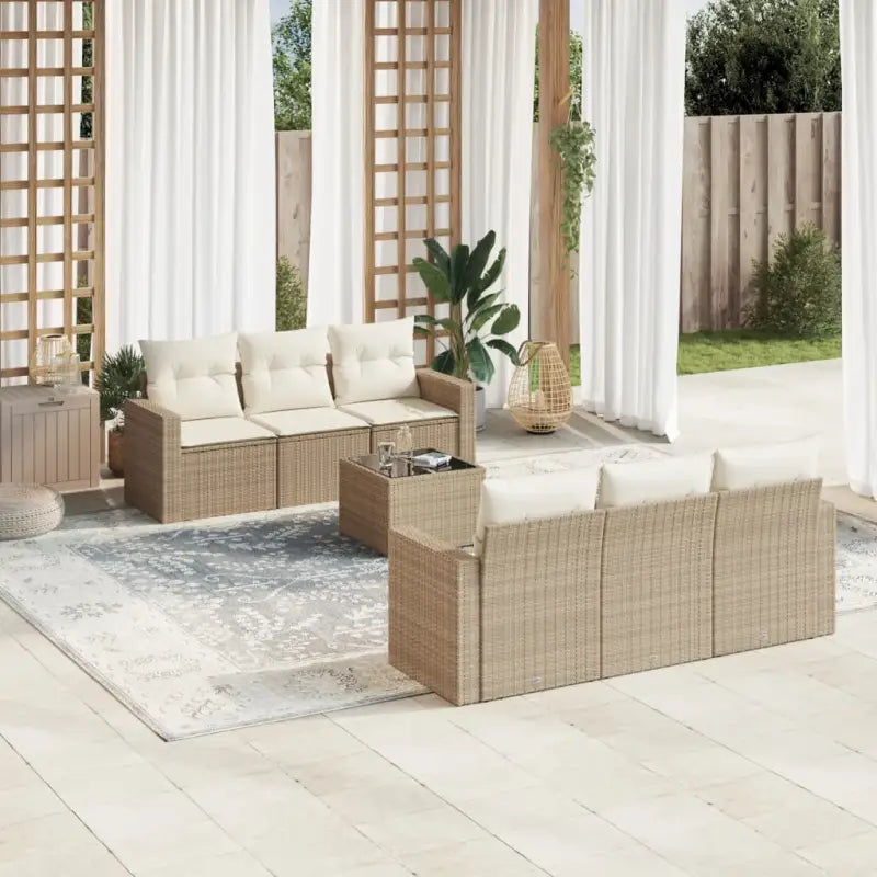 Laagdrempelige tuinset met zwart materiaal en gepoedercoat staal - beige en crèmekleurig - Tuinsets