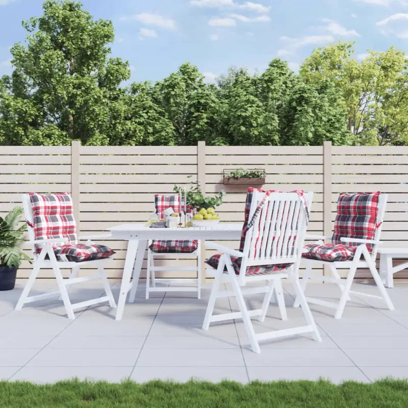 Lage rug stoelkussens van oxford stof voor een frisse buitenruimte - Rood ruitpatroon / 4 / with 2 elastic straps