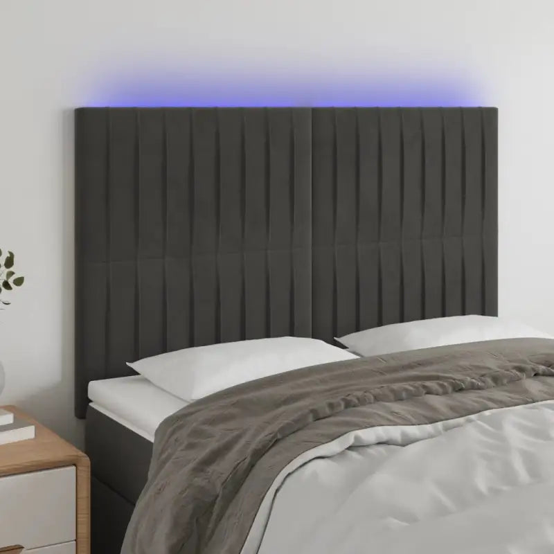 LED Hoofdbord voor een moderne slaapkamer uitstraling - Donkergrijs / 144 x 5 x 118/128 cm / 1 - Hoofdborden