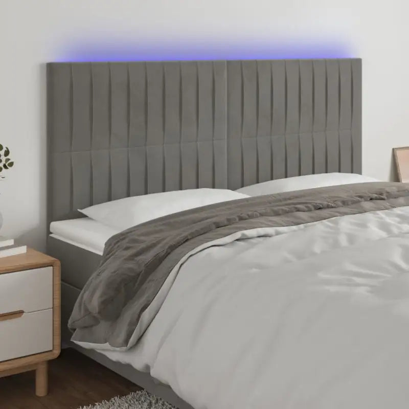 LED Hoofdbord voor een moderne slaapkamer uitstraling - Lichtgrijs / 180 x 5 x 118/128 cm / 1 - Hoofdborden