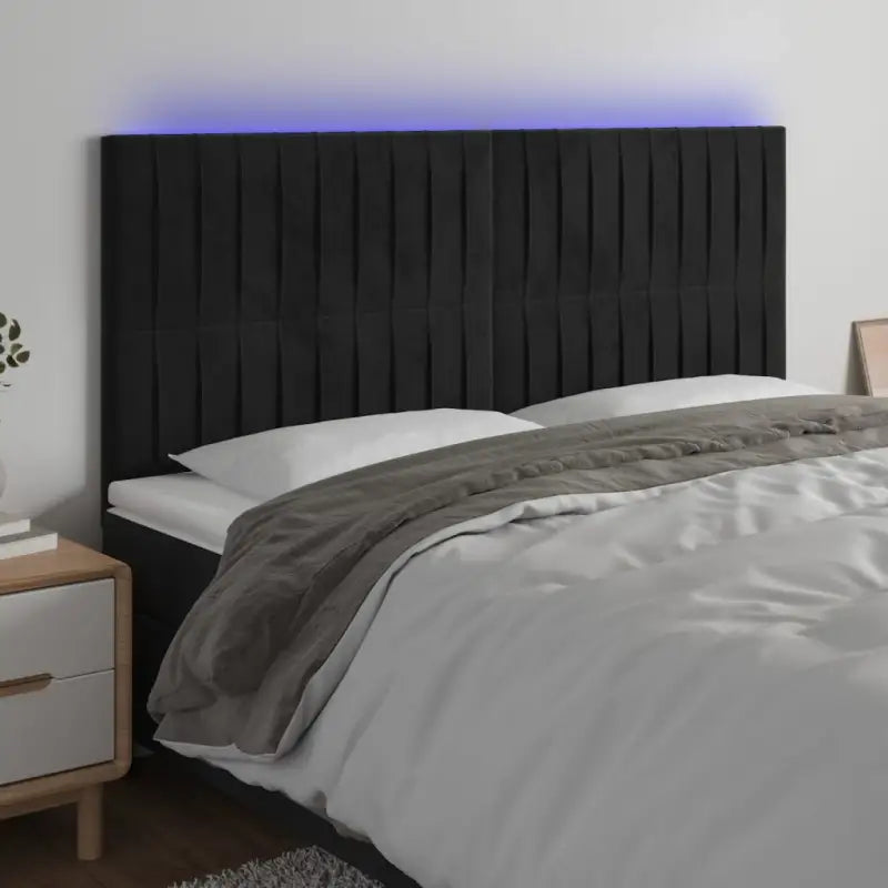 LED Hoofdbord voor een moderne slaapkamer uitstraling - Zwart / 180 x 5 x 118/128 cm / 1 - Hoofdborden en voetborden