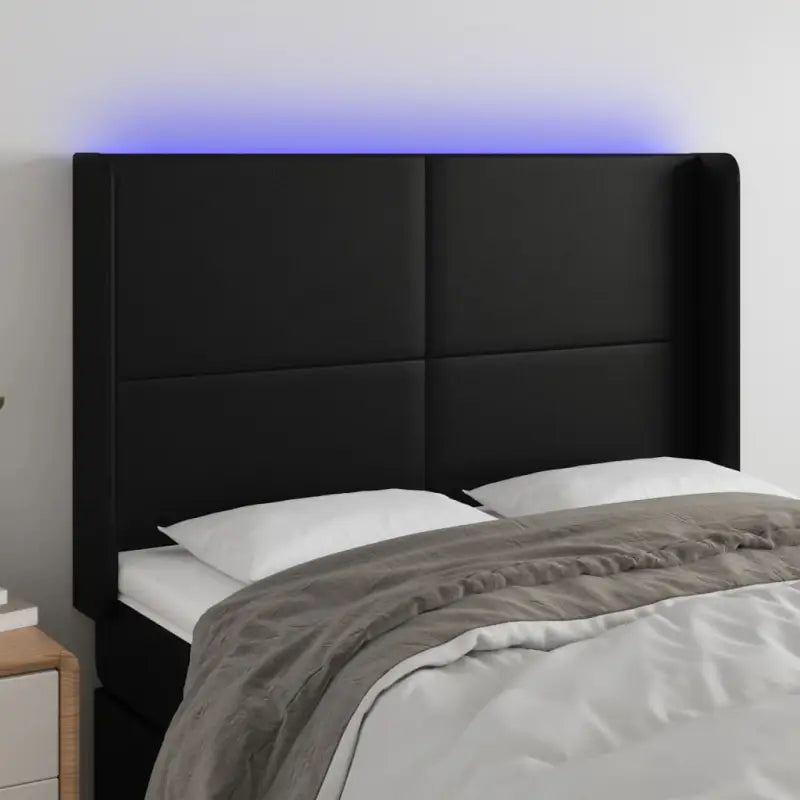 LED Hoofdbord voor een stijlvolle en duurzame slaapkamer uitstraling - Zwart / 147 x 16 x 118/128 cm / 1 - Hoofdborden