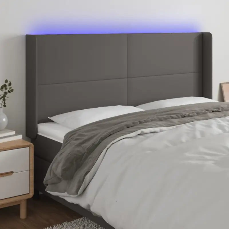 LED Hoofdbord voor een stijlvolle en duurzame slaapkamer uitstraling - Grijs / 183 x 16 x 118/128 cm / 1 - Hoofdborden