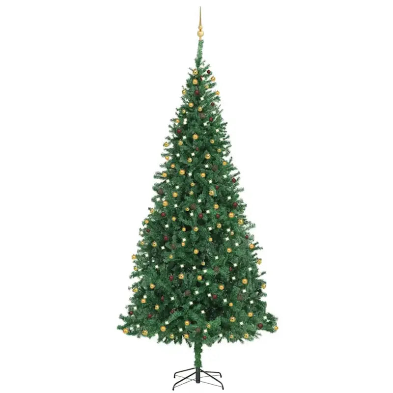 Levendige kunstkerstboom met realistische PVC takken - Groen en goud / 300 x 155 cm / 1 - Kerstbomen