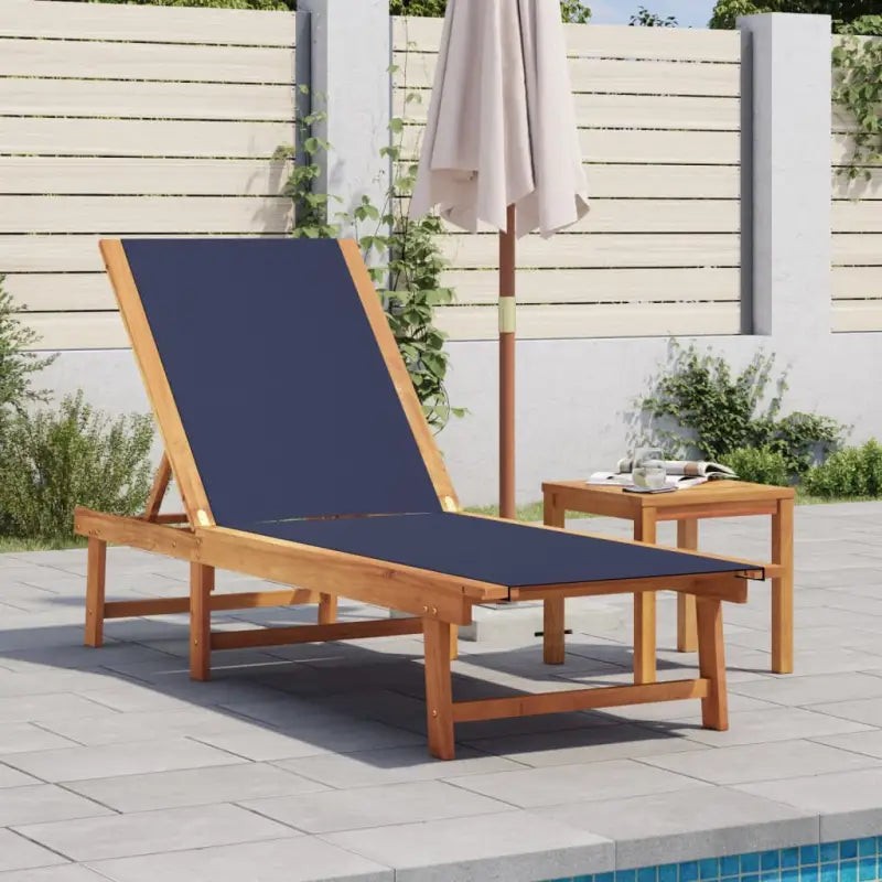 Lichte geoliede acaciahouten ligstoelset met bijzettafel voor tuinplezier - Blauw / 1 / Ligbed - Ligstoelen