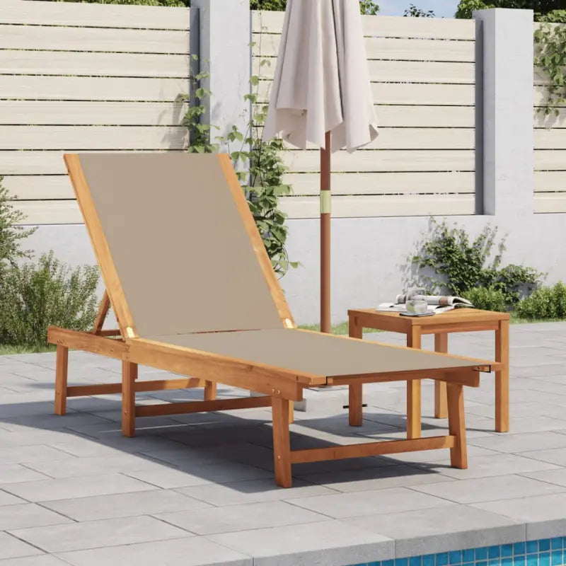 Lichte geoliede acaciahouten ligstoelset met bijzettafel voor tuinplezier - Taupe / 1 / Ligbed + Tafel - Ligstoelen