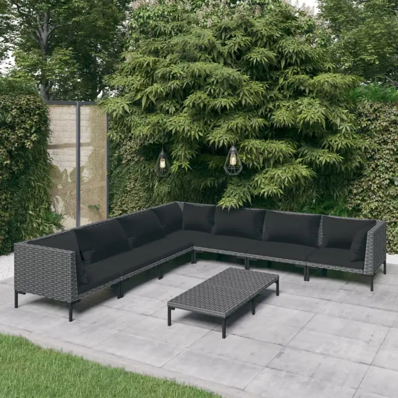Lichtgewicht loungeset met halfrond PE-rattan en comfortabele afmetingen - 4x midden + 3x hoek + Tafel - Tuinsets