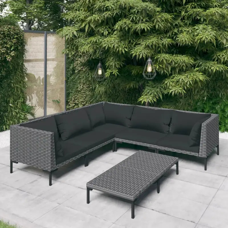 Lichtgewicht loungeset met halfrond PE-rattan en comfortabele afmetingen - 2x midden + 3x hoek + Tafel - Tuinsets