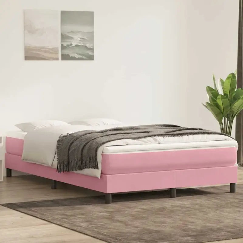 Lichtgrijs bed met multiplex lattenbodem en zacht fluweel materiaal - Roze / 160 x 210 cm / 25 cm - Bedden & bedframes