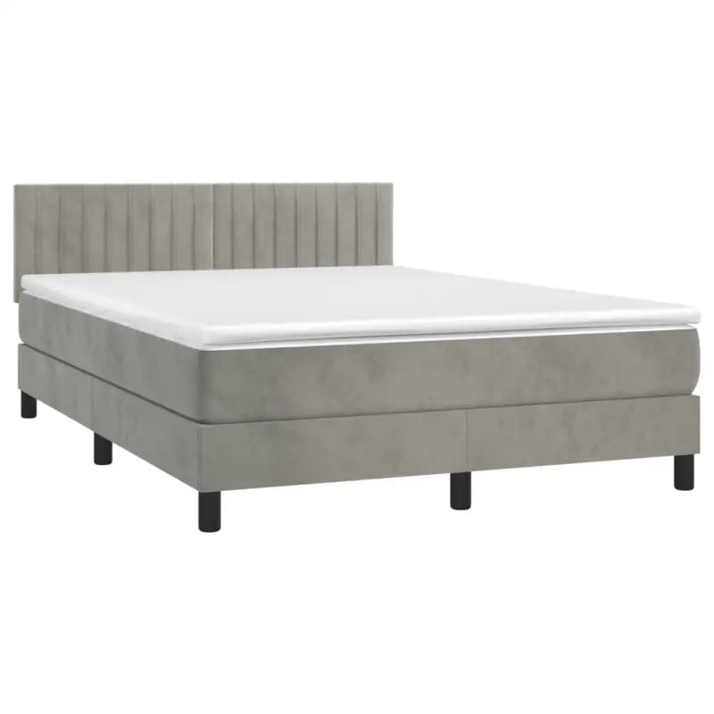 Lichtgrijs boxspring met fluweel materiaal en schuim vulling - Bedden & bedframes