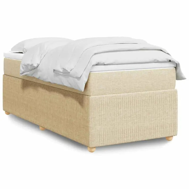 Lichtgrijs boxspringbed met ademend vermogen en duurzaam polyestermateriaal - Crème / 90 x 200 cm - Bedden & bedframes