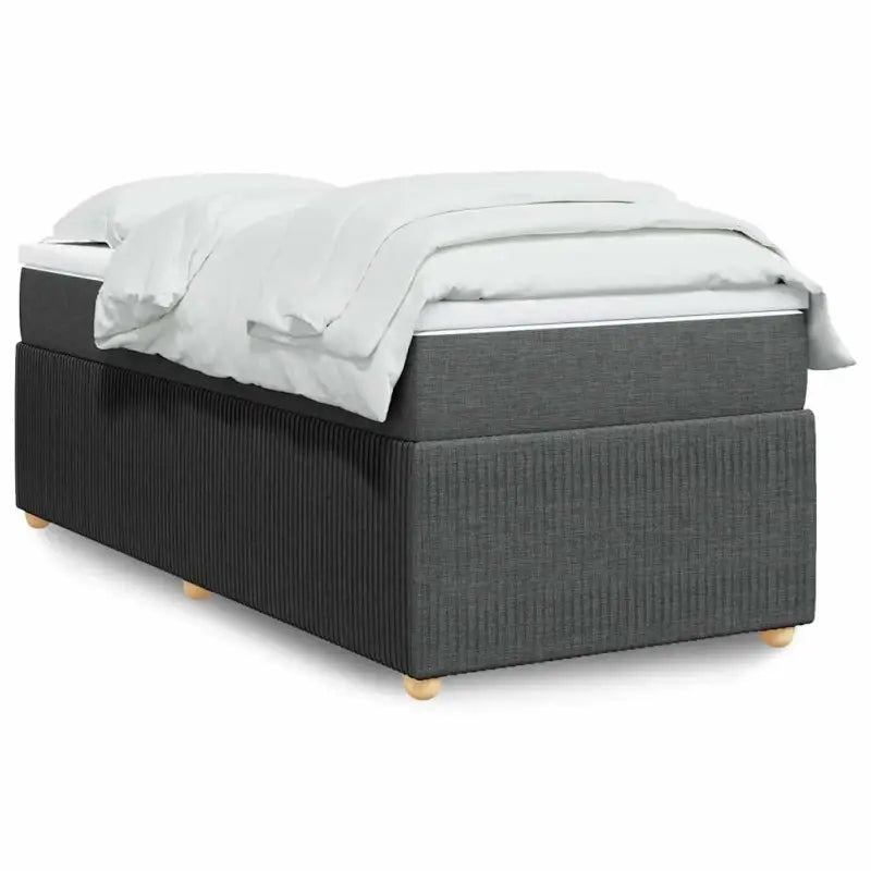 Lichtgrijs boxspringbed met ademend vermogen en duurzaam polyestermateriaal - Donkergrijs / 90 x 190 cm - Bedden &