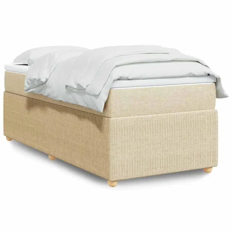 Lichtgrijs boxspringbed met ademend vermogen en duurzaam polyestermateriaal - Crème / 80 x 200 cm - Bedden & bedframes