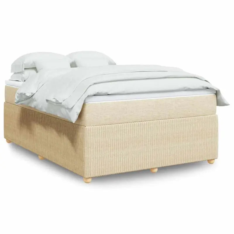 Lichtgrijs boxspringbed met ademend vermogen en duurzaam polyestermateriaal - Crème / 140 x 190 cm - Bedden & bedframes