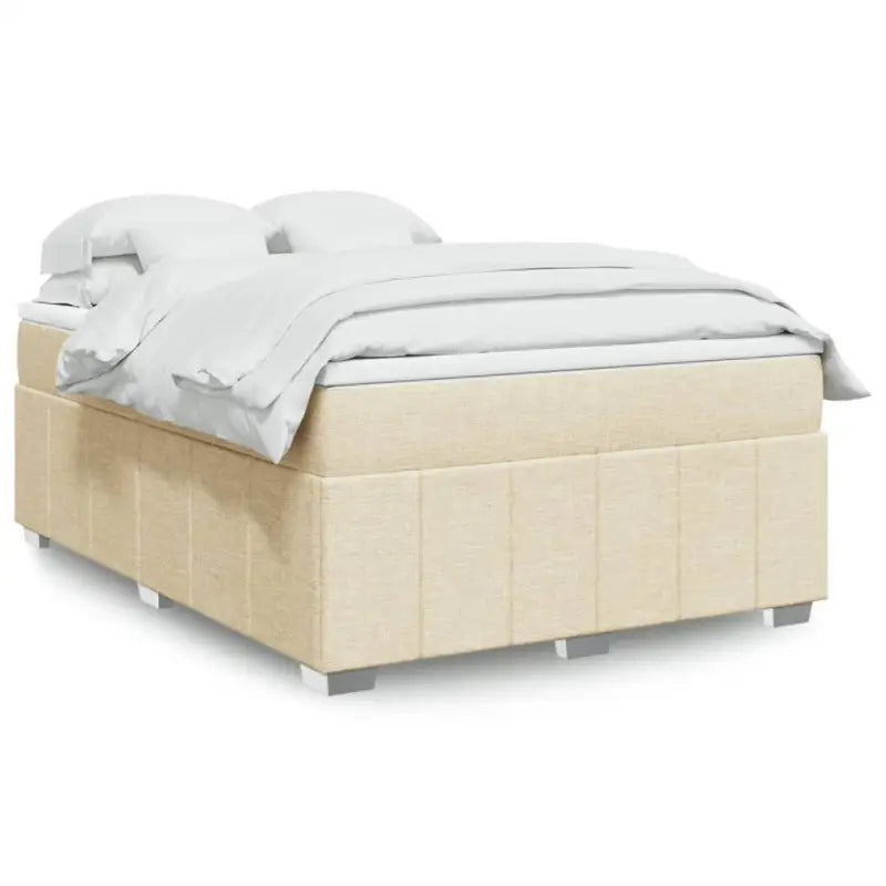 Lichtgrijs boxspringbed met ademend vermogen en duurzame vulling - Crème / 140 x 200 cm - Bedden & bedframes
