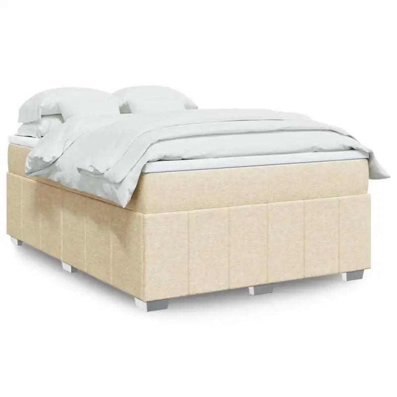 Lichtgrijs boxspringbed met ademend vermogen en duurzame vulling - Crème / 140 x 190 cm - Bedden & bedframes