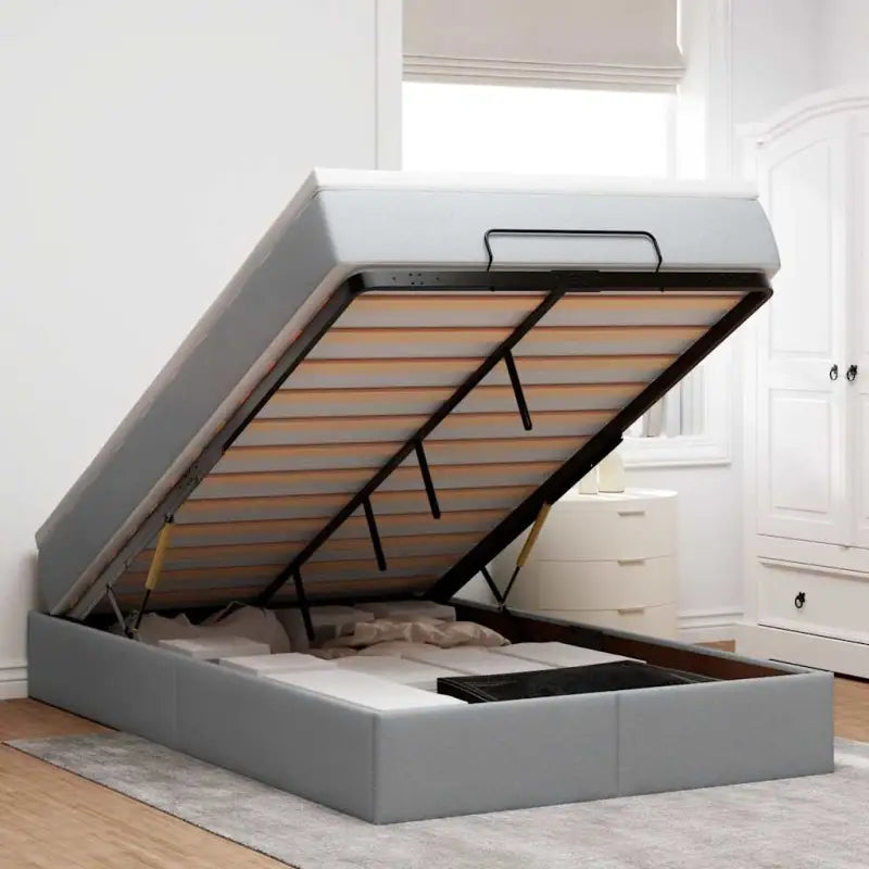 Lichtgrijs Ottomaans Bed met Ruime Opbergruimte en Vulling - Lichtgrijs / 120 x 190 - Bedden & bedframes