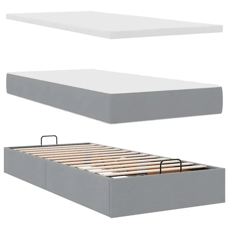 Lichtgrijs Ottomaans Bed met Ruime Opbergruimte en Vulling - Bedden & bedframes