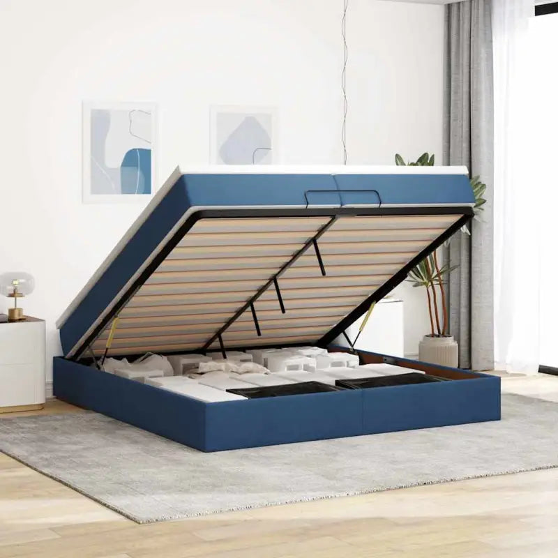 Lichtgrijs Ottomaans Bed met Ruime Opbergruimte en Vulling - Blauw / 200 x 200 cm - Bedden & bedframes