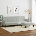 Lichtgrijs slaapbank met voetenbank van duurzaam fluweel materiaal vulling - Banken