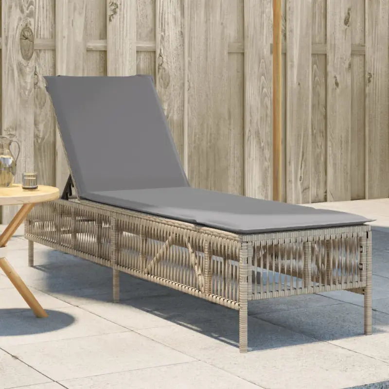 Ligstoel met poly rattan voor een comfortabele zitervaring en wasbare hoes - Beige en grijs / 1 / Lijngeweven