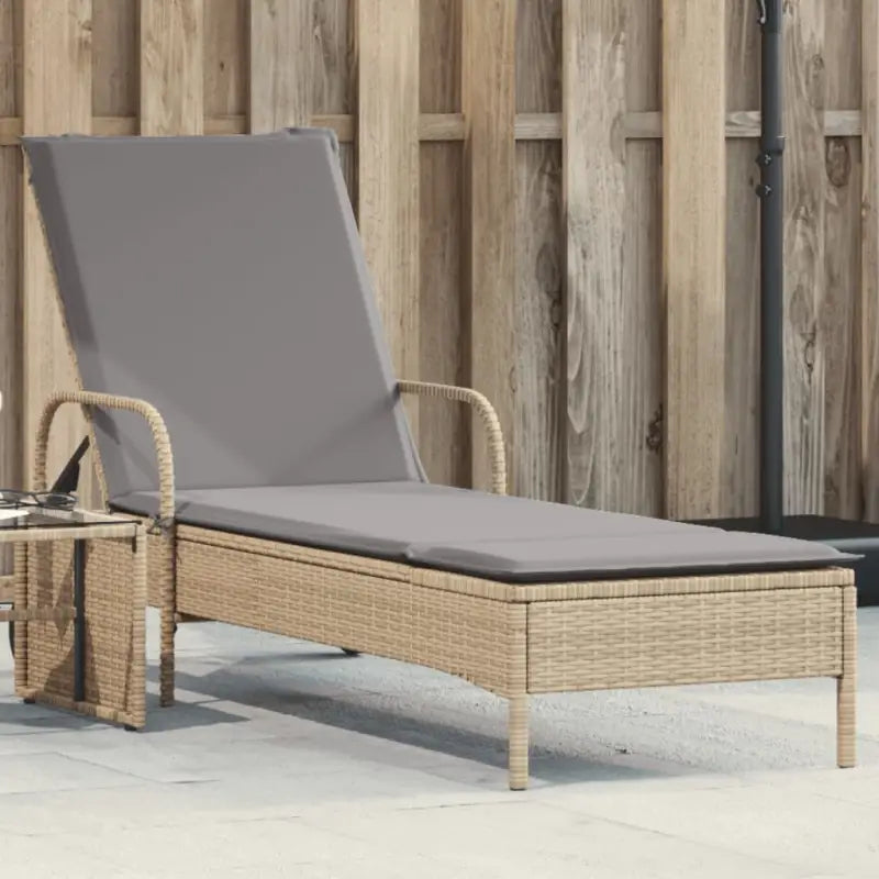 Ligstoel van poly rattan voor een comfortabele zitervaring met wasbare hoes - Beige en grijs / 1 - Ligstoelen